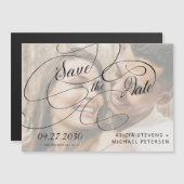 Foto weiß und schwarz Skript Hochzeit speichern Si Magneteinladung (Vorne/Hinten)