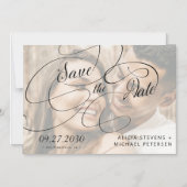 Foto weiß und schwarz Skript Hochzeit speichern Si Magneteinladung (Vorderseite)