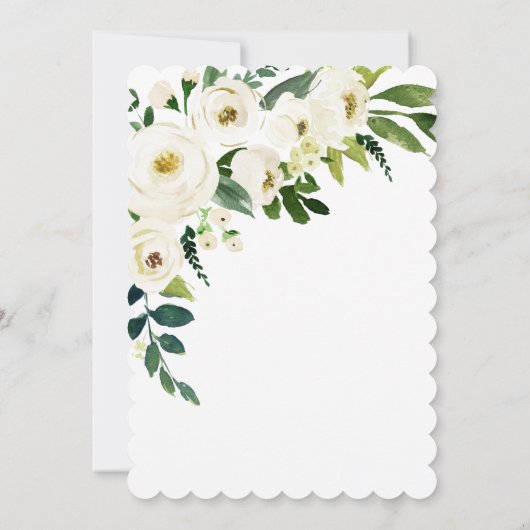 Foto Weiße Aquarellfarben Blume Feiern des Lebens Einladung (Rückseite)