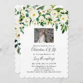 Foto Weiße Aquarellfarben Blume Feiern des Lebens Einladung (Vorne/Hinten)