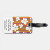 Foto Weiße Blume auf Streifen Gepäckanhänger (Rückseite horizontal)