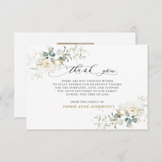 Foto Weiße Blumengärten Gold in Liebe Dankeskarte (Vorne/Hinten)