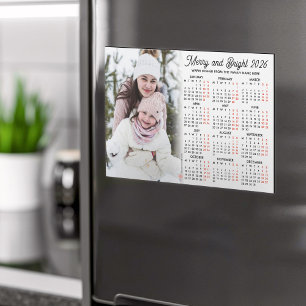 Foto Weißer Kalender 2027 Familie Magnetkarte Magneteinladung