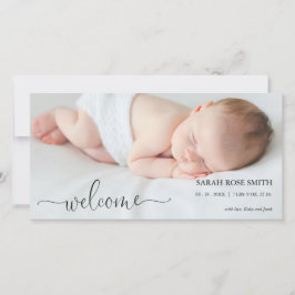 Foto Welcome Calligraphy Birth Announcement Card Ankündigung