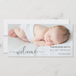 Foto Welcome Calligraphy Birth Announcement Card Ankündigung