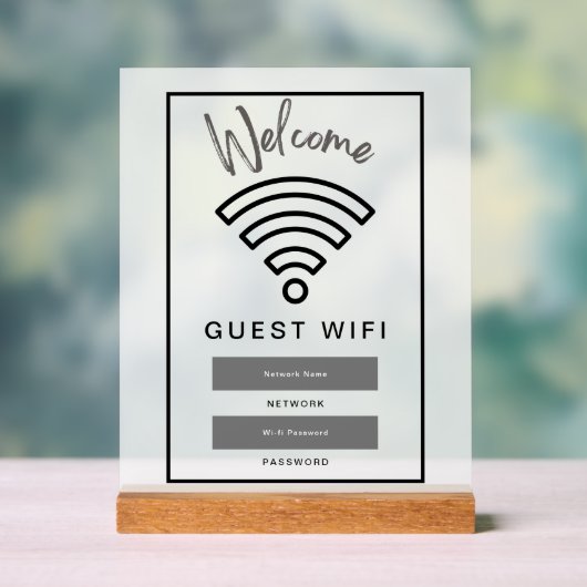 Foto Welcome Guest Wifi Password Akryllische Signa Acrylschild (Neutral)