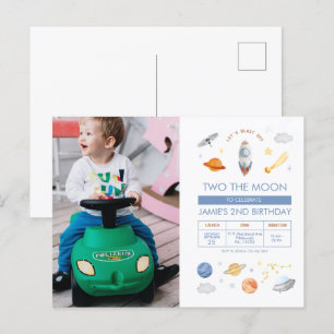 Foto Weltraum Party Astronaut 2. Geburtstag Postkarte