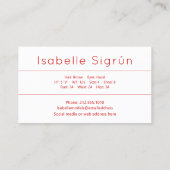 Foto-Werbemodell Rot und Weiß Visitenkarte (Rückseite)