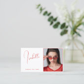 Foto-Werbemodell Rot und Weiß Visitenkarte (Stehend Vorderseite)