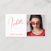 Foto-Werbemodell Rot und Weiß Visitenkarte (Vorderseite)