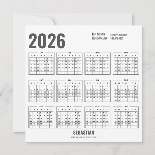 Foto Western 2026 Kalender-Visitenkarte hinzufügen (Rückseite)