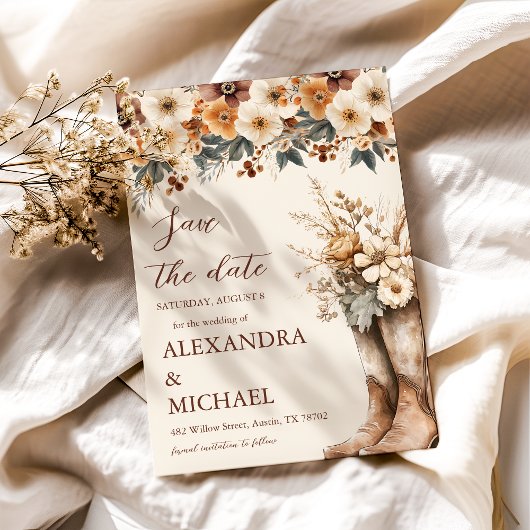 Foto Western Boots Flora Terracotta Wedding Save The Date