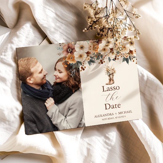 Foto Western Boots Flora Terracotta Wedding Save The Date