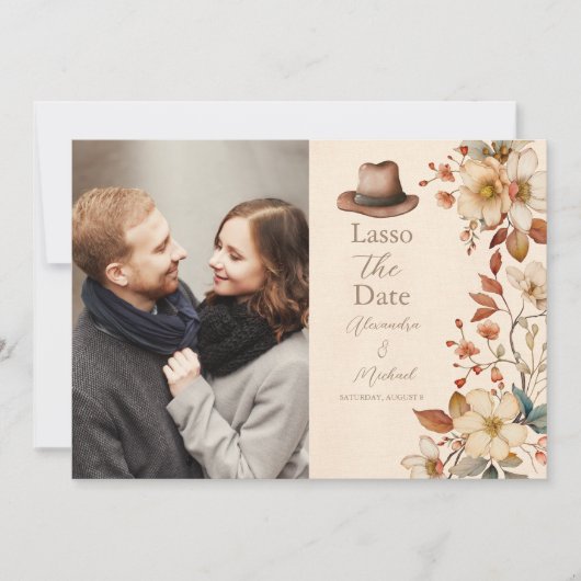 Foto Western Land Bohemische Blumenhochzeit Save The Date (Vorderseite)