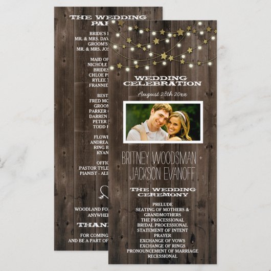 Foto Western Lights & Barn Wood Weddingprogramme Programm (Vorne/Hinten)
