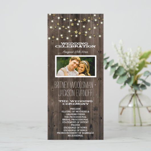 Foto Western Lights & Barn Wood Weddingprogramme Programm (Stehend Vorderseite)