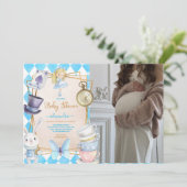 Foto Whimsical Alice im Wunderland Babydusche Einladung (Stehend Vorderseite)