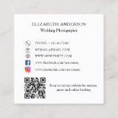 Foto White Black QR Code Social Media Quadratische Visitenkarte (Rückseite)