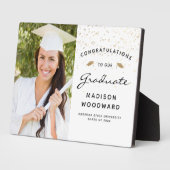 Foto White Black Script Gold Abschluss Keepake Fotoplatte (Seite)