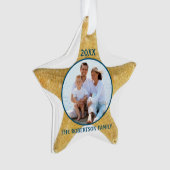 Foto White Blue Ornament (Vorderseite)