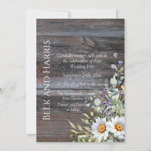 Foto White Daisy QR Code Hochzeit Einladung (Vorderseite)