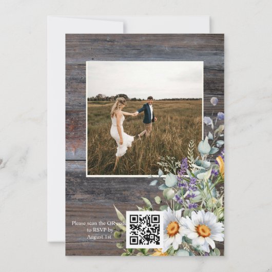 Foto White Daisy QR Code Hochzeit Einladung (Rückseite)