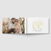 Foto White Elegant Wedding Gold Gästebuch (Voll)