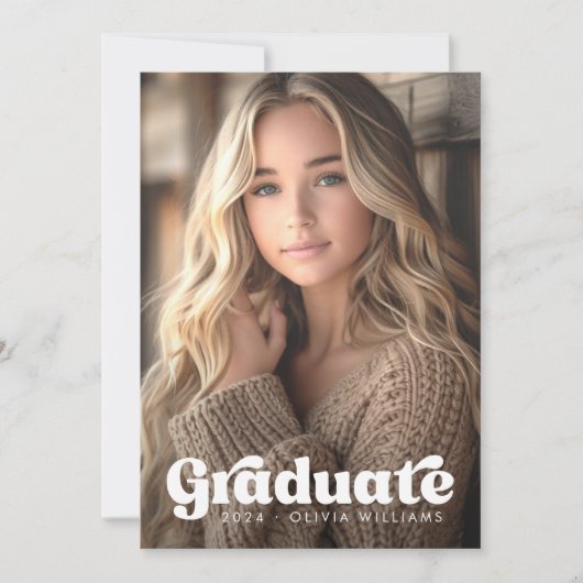 Foto white retro grad Abschluss Ankündigung (Vorderseite)