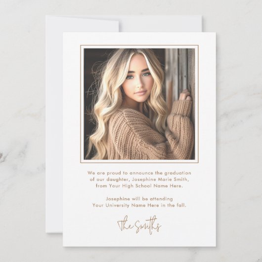 Foto white retro grad Abschluss Ankündigung (Rückseite)