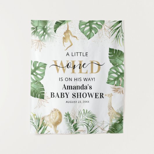 Foto "Wild One Jungle/Safari Baby Shower" Wandteppich (Vorderseite)