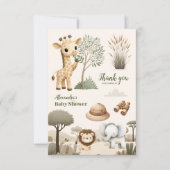 Foto Wild One Safari Animals Kinderdusche Dankeskarte (Vorderseite)