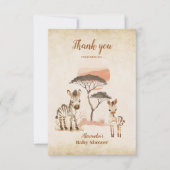 Foto Wild One Safari Animals Kinderdusche Dankeskarte (Vorderseite)