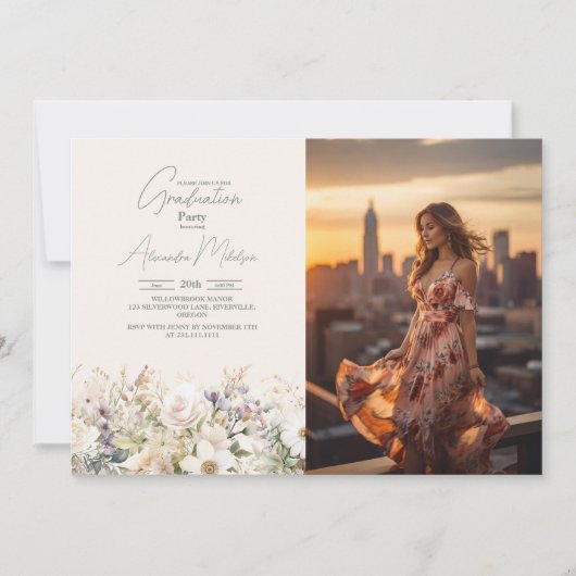 Foto Wildblume Abschluss Boho Country Floral Einladung (Vorderseite)