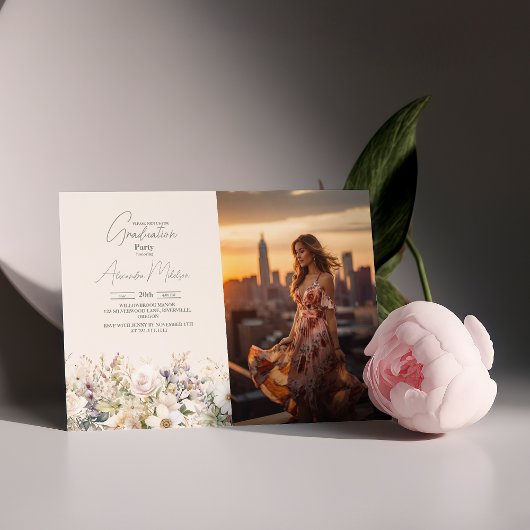 Foto Wildblume Abschluss Boho Country Floral Einladung