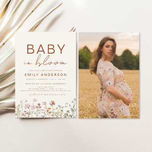 Foto Wildblume Baby in Bloom Baby Dusche Einladung