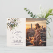 Foto Wildblume Boho Garden Abschluss Einladung (Stehend Vorderseite)