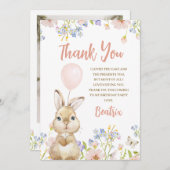 Foto Wildblume Bunny Birthday Danke Karte (Vorne/Hinten)