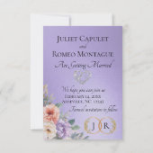 Foto, Wildblumen & Blatt-Monogramm - Blau Flieder Save The Date (Rückseite)