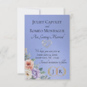 Foto, Wildblumen & Blatt-Monogramm - Himmelblau Save The Date (Rückseite)