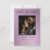 Foto, Wildblumen & Blatt-Monogramm - Lavendel Save The Date (Vorderseite)