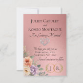 Foto, Wildblumen & Blatt Monogramm - Rosen Gold Save The Date (Rückseite)