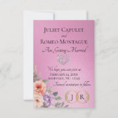 Foto, Wildblumen & Blatt-Monogramm - Rosenpink Save The Date (Rückseite)