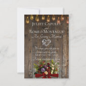 Foto, Wildblumen & Blatt-Monogramm - Rot Save The Date (Rückseite)