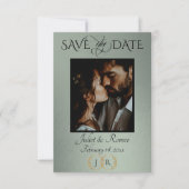 Foto, Wildblumen & Blatt-Monogramm - Salbei Save The Date (Vorderseite)