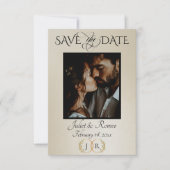 Foto, Wildblumen & Blatt-Monogramm - Weizen Save The Date (Vorderseite)