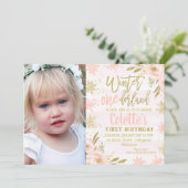 Foto Winter Onederland 1. Geburtstag Einladung (Stehend Vorderseite)