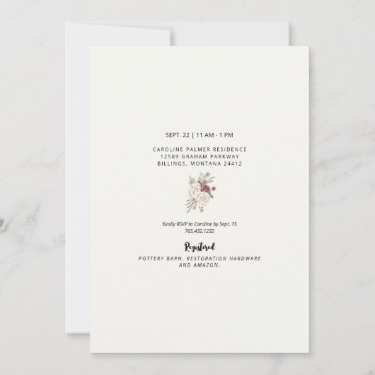 Foto Winter Pine Cone Rustikales Brautparty Einladung (Rückseite)