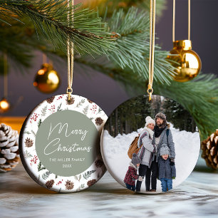 Foto Winter Pine Weihnachten Keramik Ornament