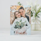 Foto Winter Red Text Wedding Blank Vielen Dank Dankeskarte (Stehend Vorderseite)