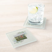 Foto Winter Watercolor Floras Custom Glasuntersetzer (Schrägansicht)